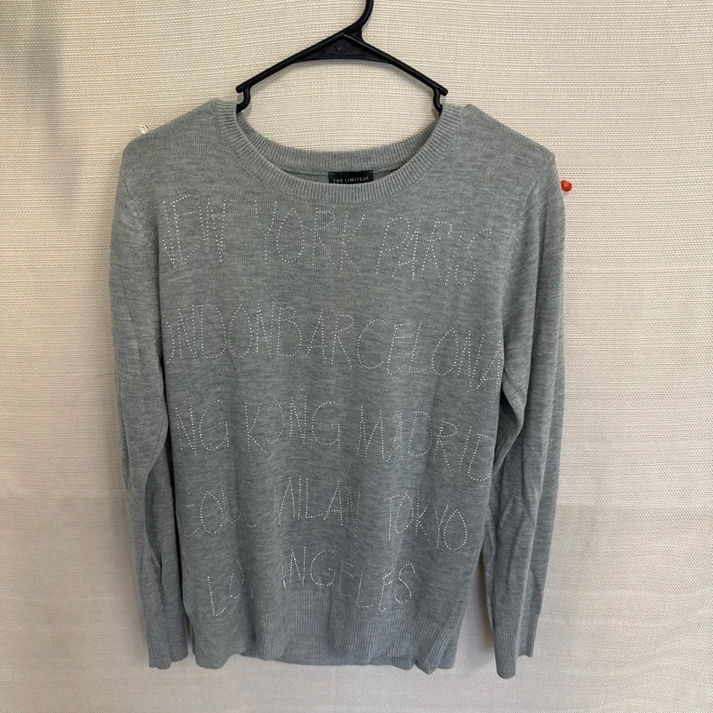 The Limited Gray Embroidered Sweater - Picture 1 of 3